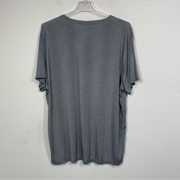 Tommy John Second Skin Luxe Rib Pajama Pocket Tee Gray Pin Striped Men’s 2XL XXL - Picture 4 of 11